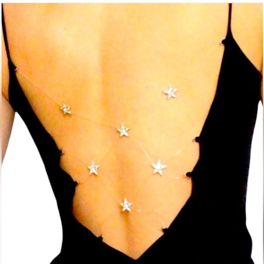 New Open Back Rhinestone Blue Shimmer Slip slit gown small